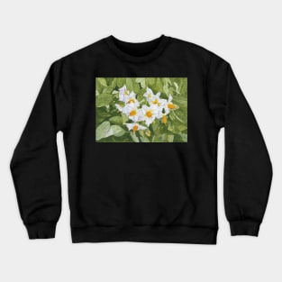 White Garden Blossoms Watercolor on Masa Paper Crewneck Sweatshirt